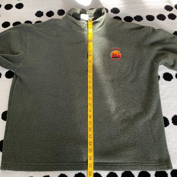 Vintage 1/4 Zip Fleece Henley Sweater Jacket Mens L Embroidered Green Pullover - Picture 10 of 11